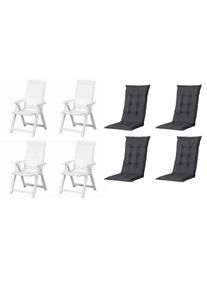 Gardenson , Schwarz, Wei&szlig; , Kunststoff, Textil , 44x111x50 cm , klappbar, wetterfest, wetterbest&auml;ndig, UV-best&auml;ndig , Gartenm&ouml;bel, Gartensessel, Gartenst&uuml;hle