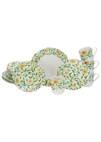 Creatable , Gr&uuml;n, Wei&szlig; , Keramik , Blume , 300 ml , lebensmittelecht, stapelbar , Kochen & Essen, Geschirr, Geschirrsets