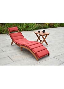 Gardenson , Rot, Beige, Eukalyptusholzfarben , Holz , Eukalyptusholz , Hartholz , F&uuml;llung: Polyurethan (PUR),Polyurethan (Pur) , FSC 100% , klappbar , Gartenm&ouml;bel, Gartenliegen, Sonnenliegen