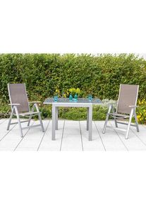 Gardenson , Silberfarben, Taupe , Metall, Textil , 60x108x70 cm , klappbar , Gartenm&ouml;bel, Gartensessel, Klappsessel