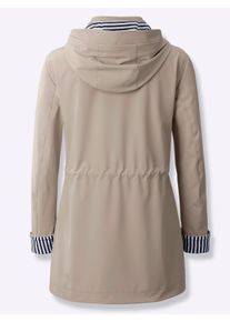 Dames Softshell-jack met afneembare capuchon in sesam ,maat 18, WITT, 94% Polyester, 6% Elastan. Mouwvoering: 100% Polyester