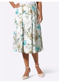 Damen Bahnenrock mit blickdichtem Futter in ecru-ros&eacute;-bedruckt ,Gr&ouml;&szlig;e 44, WITT, 100% Polyester