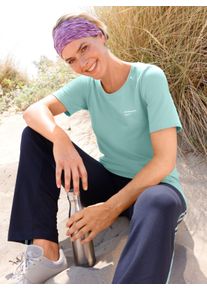 Dames Vrijetijdsshirt in set van 3 in salie + jeansblauw + marine ,maat 36/38, Witt, 95% Katoen, 5% Elastan