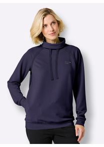 Damen Sweatshirt mit Rei&szlig;verschluss-Nahttasche in marine ,Gr&ouml;&szlig;e 40/42, Witt, 50% Modal, 44% Polyester, 6% Elasthan