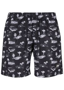 Urban Classics, M&aelig;nd, Badeshorts, Gr&aring; / Sort / Hvid, St&oslash;rrelse L