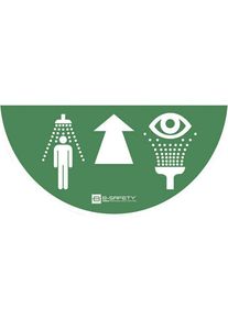 B-Safety Vloermarkering voor oog- en nooddouches, L x B 790 x 390 mm, zelfklevend, groen/wit