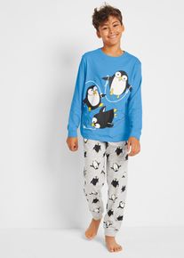 Pyjamas med ekologisk bomull (2 delar) - bl&aring; - storlek 104/110 - bonprix