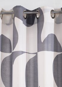 Gardin med grafiskt m&ouml;nster i &aring;tervunnen polyester (1-pack) - svart - storlek 145x135 cm - bonprix