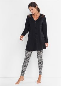 Pyjamas med ekologisk bomull - svart - storlek 36/38 (S) - bonprix