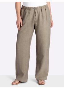 sheego Dames Comfortbroek met wijde pijpen in leem/champagne gem&ecirc;leerd ,maat 42, Witt, 100% Polyester