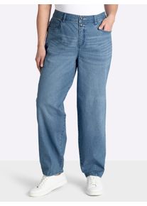 sheego Dames 5-pocketjeans met barrel-leg in blue-bleached ,maat 46, Witt, 81% Katoen, 17% Polyester, 2% Elastan