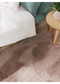 benuta Basic Fuskepelsmatte Furry Taupe 80x250 cm Taupe Dyremotiv,Enfarget