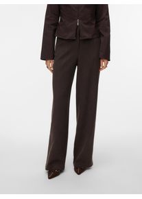 V&eacute;ro Moda Anzughose VERO MODA "VMBESTIE HW WIDE PANT NOOS", Damen, Gr. 34, L&auml;nge 32, chocolate torte detail:melange, Web, Obermaterial: 94% Polyester, 4% Viskose, 2% Elasthan, meliert, unifarben, bequem lang, Hosen Anzughose, Materialmix, weite Form, mit Stretch