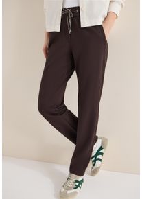 Stoffhose Cecil "Style Tracey", Damen, Gr. XS (36), L&auml;nge 28, braun (macchiato braun), Web, Obermaterial: 61% Viskose, 32% Polyamid, 7% Elasthan. Futter: 100% Polyester, unifarben, regular fit lang, Hosen Stoffhose, mit elastischem Bund