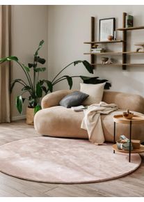 benuta pure Viskoosimatto Nela Vaaleanpunainen &oslash; 120 cm Vaaleanpunainen Yksiv&auml;rinen