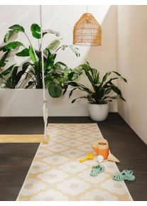 benuta nest Sis&auml;- ja ulkomatonta Vega Beige/Keltainen 70x200 cm Beige/Keltainen Kukallinen