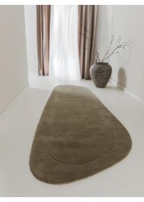 benuta pure Villamatto Shape Vaaleanvihre&auml; 80x250 cm Vaaleanvihre&auml; Yksiv&auml;rinen