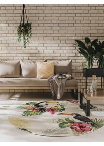 benuta nest Sis&auml;- ja ulkopy&ouml;re&auml; matto Artis Moniv&auml;rinen &oslash; 160 cm Moniv&auml;rinen El&auml;inaiheet,Kukallinen