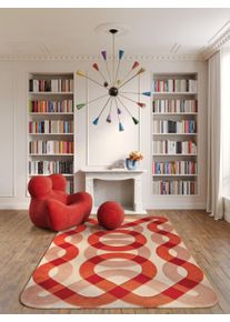 benuta Finest Villamatto Nio Punainen 200x300 cm Punainen Abstrakti,Geometrinen