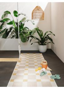 benuta nest Sis&auml;- ja ulkomatonta Vega Beige/Keltainen 70x200 cm Beige/Keltainen Geometrinen