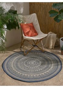 benuta nest Sis&auml;- ja ulkomatto Metro Sininen &oslash; 120 cm Sininen Geometrinen,It&auml;mainen,Ornament