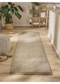 benuta pure Villamatto Rocco Taupe 80x250 cm Taupe Yksiv&auml;rinen