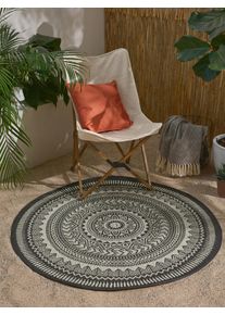 benuta nest Sis&auml;- ja ulkomatto Metro Musta/valkoinen &oslash; 120 cm Musta/valkoinen Geometrinen,It&auml;mainen,Ornament