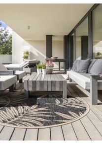 benuta nest Sis&auml;- ja ulkopy&ouml;re&auml; matto River Sininen &oslash; 130 cm py&ouml;re&auml; Sininen Kukallinen