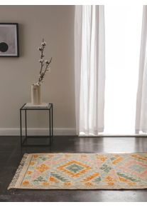 benuta pure K&auml;sinkudottu kilim-matto Zohra Moniv&auml;rinen/beige 80x200 cm Moniv&auml;rinen/beige Kelim