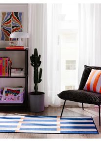 benuta POP Pest&auml;v&auml; matto Rory Sininen 70x200 cm Sininen Geometrinen,Raitoja