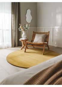 benuta nest Villamatto Bent Keltainen &oslash; 150 cm py&ouml;re&auml; Keltainen Yksiv&auml;rinen