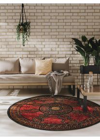 benuta nest Sis&auml;- ja ulkopy&ouml;re&auml; matto Artis Punainen &oslash; 160 cm Punainen Geometrinen