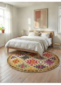 benuta nest Matto Casa Moniv&auml;rinen/beige &oslash; 120 cm Moniv&auml;rinen/beige Geometrinen,It&auml;mainen,Vintage