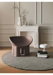 benuta Finest Villamatto Hera Beige/Musta &oslash; 200 cm Beige/Musta Rakennemix