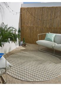 benuta nest Sis&auml;- ja ulkopy&ouml;re&auml; matto Agra Sininen/Kerma &oslash; 160 cm Sininen/Kerma Geometrinen