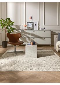 benuta pure Villamatto Patch Valkoinen/musta 200x200 cm Valkoinen/musta Yksiv&auml;rinen