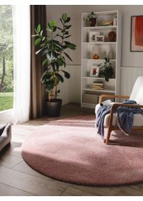 benuta nest Pest&auml;v&auml; p&ouml;rr&ouml;matto Melvin Vaaleanpunainen &oslash; 150 cm py&ouml;re&auml; Vaaleanpunainen Yksiv&auml;rinen