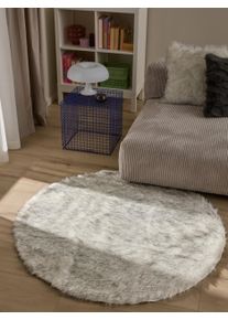 benuta POP Pest&auml;v&auml; p&ouml;rr&ouml;matto Nanuk Musta/valkoinen &oslash; 80 cm py&ouml;re&auml; Musta/valkoinen Yksiv&auml;rinen