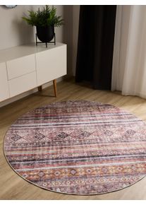 benuta Basic Pest&auml;v&auml; matto George Moniv&auml;rinen/vaaleanpunainen &oslash; 120 cm Moniv&auml;rinen/vaaleanpunainen Vintage