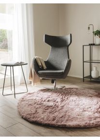 benuta nest P&ouml;rr&ouml;matto Whisper Vaaleanpunainen &oslash; 80 cm py&ouml;re&auml; Vaaleanpunainen Yksiv&auml;rinen