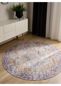 benuta Basic Pest&auml;v&auml; matto George Moniv&auml;rinen/violetti &oslash; 120 cm Moniv&auml;rinen/violetti Vintage