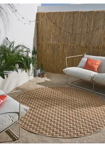 benuta nest Sis&auml;- ja ulkopy&ouml;re&auml; matto Agra Beige/Moniv&auml;rinen &oslash; 160 cm Beige/Moniv&auml;rinen Geometrinen