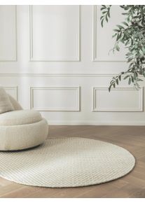 benuta pure Villamatto Hector Beige &oslash; 150 cm py&ouml;re&auml; Beige Rakennemix