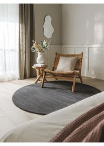 benuta nest Villamatto Bent Antrasiitti &oslash; 100 cm py&ouml;re&auml; Antrasiitti Yksiv&auml;rinen