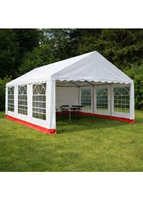 Kerti party s&aacute;tor 6&times;4 m PVC 400 g/m&sup2; feh&eacute;r &eacute;s piros cs&iacute;kos