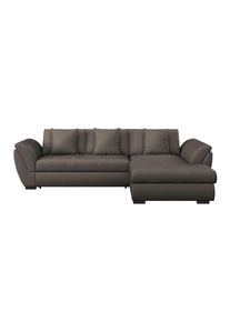 Ondega , Braun , Textil , Ottomane rechts, L-Form , 278x187 cm , Made in EU , seitenverkehrt erh&auml;ltlich, R&uuml;cken echt , Wohnzimmer, Sofas & Couches, Schlafsofas, Ecksofas mit Schlaffunktion