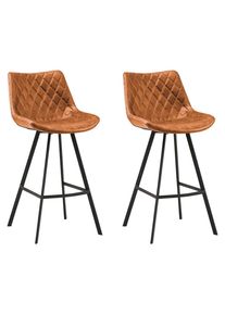 Mid.you , Cognac , Metall, Textil , Vintage , 50x102x55 cm , Esszimmer, Barm&ouml;bel, Barhocker