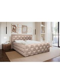 Livetastic , Beige , Textil , H2 , 160x200 cm , Bettkasten, gepolstertes Kopfteil, Topper durchgehend, in verschiedenen Gr&ouml;&szlig;en erh&auml;ltlich , Schlafzimmer, Betten, Boxspringbetten