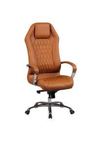 Mid.you , Hellbraun , Metall , Echtleder, Kombination Echtleder/Lederlook , Rindleder , 67x136x67 cm , Wippfunktion, Wippmechanik mit H&auml;rtegradeinstellung, Sitzfl&auml;che 360&deg; drehbar, inklusive Armlehnen , B&uuml;rom&ouml;bel, B&uuml;rost&uuml;hle, Chefsessel