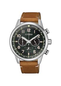 Citizen, Herren, Chronograph Armbanduhr, Herrenuhr, Solar, Datum, Stoppfunktion, Lederarmband, cognacfarben, Klassischer Herrenchronograph